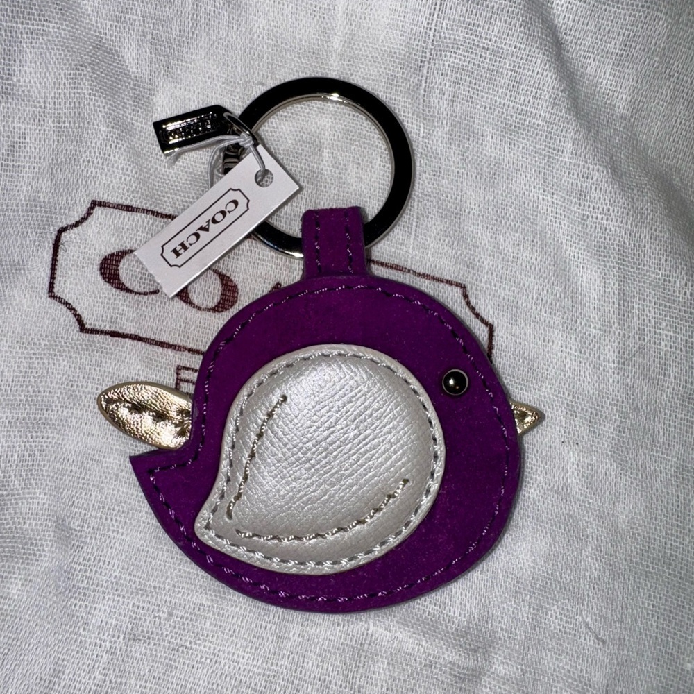 Coach Purple and Silver Bird Keychain